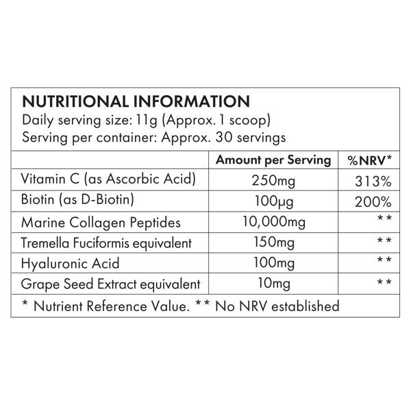 Collagen Super Powder Hydrolyzed Marine Collagen Peptides With Tremella Fuciformis, Biotin & Vitamin C